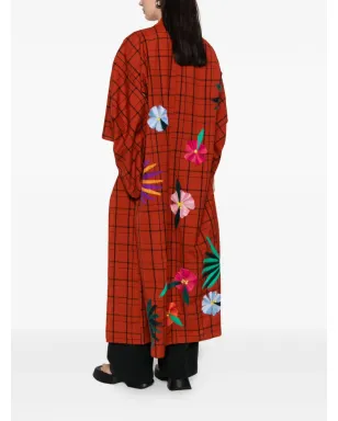 A.N.G.E.L.O. Vintage Upcycling 格子柄フローラルアップリケ付き着物 - サムネイル2