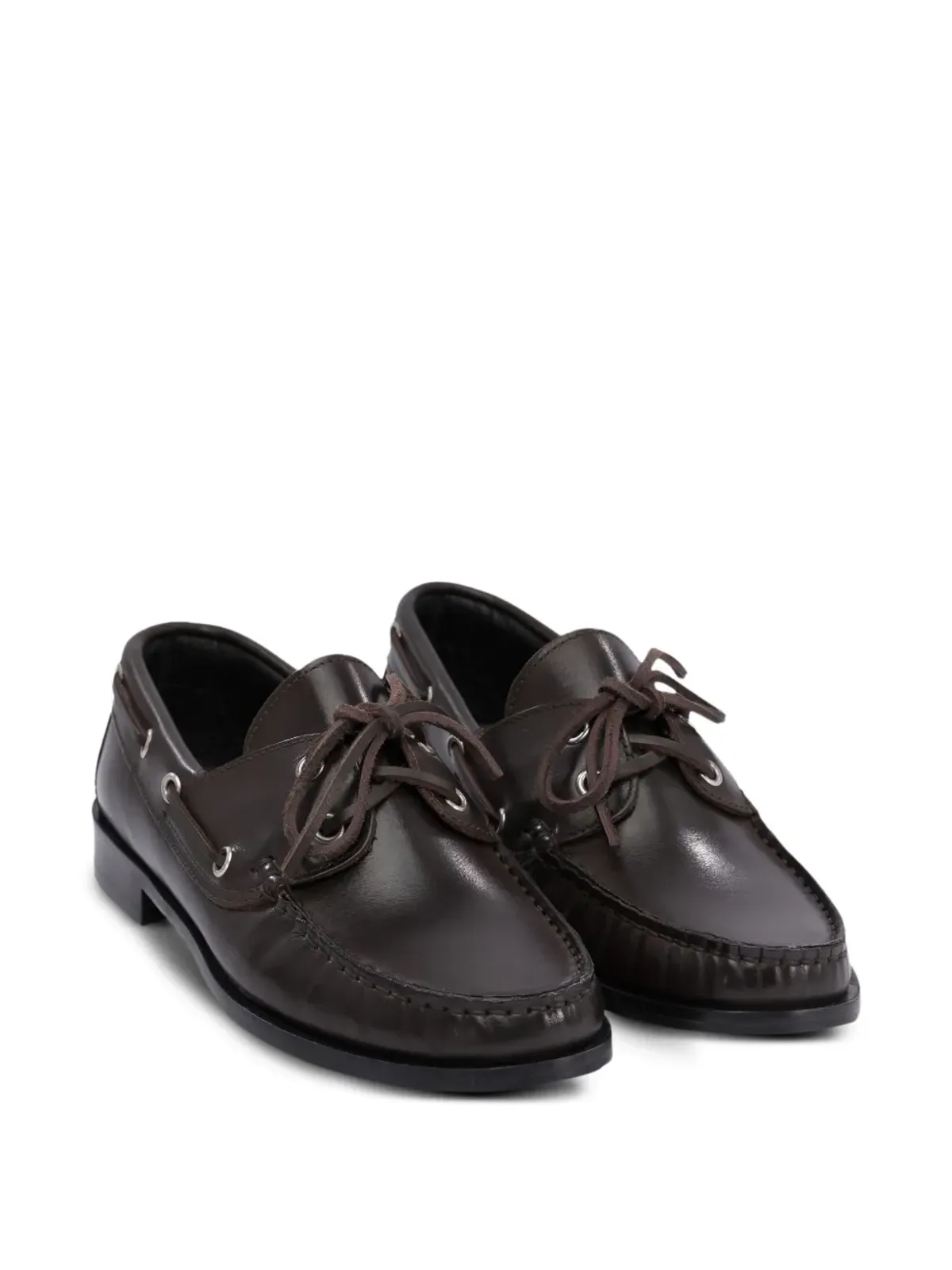 Aeyde Harris レースアップレザーボートシューズ - Brown - 画像2