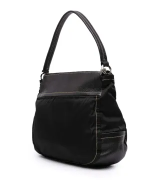Prada ビンテージ 2000-2013 レザーとテッスート ショルダーバッグ - ブラック - サムネイル3