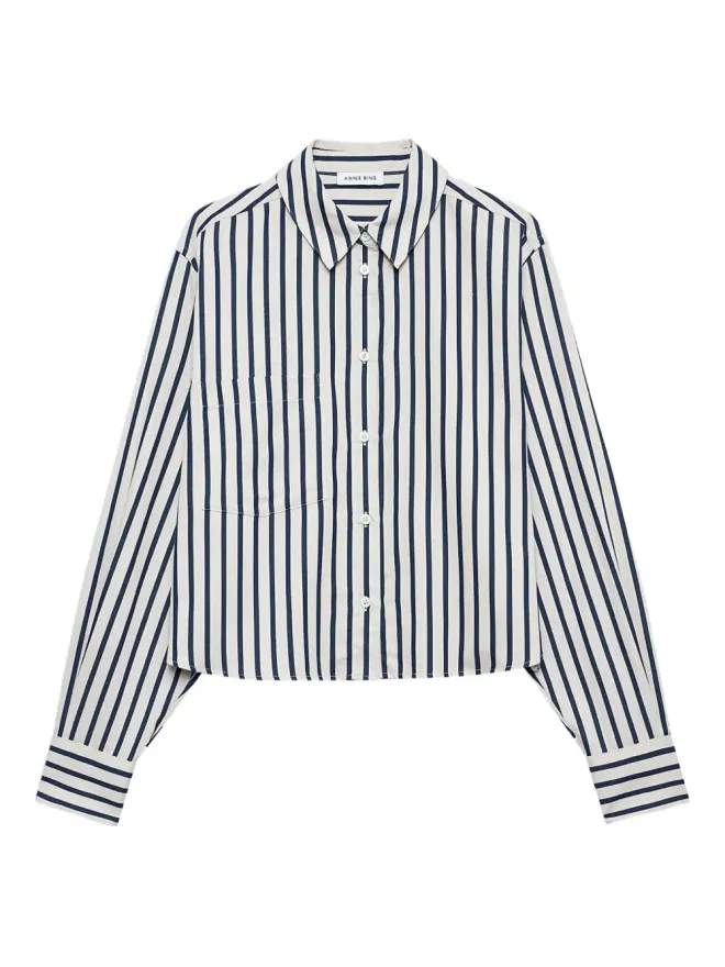 ANINE BING ANINE BING Essie ストライプ柄クロップドシャツの商品画像
