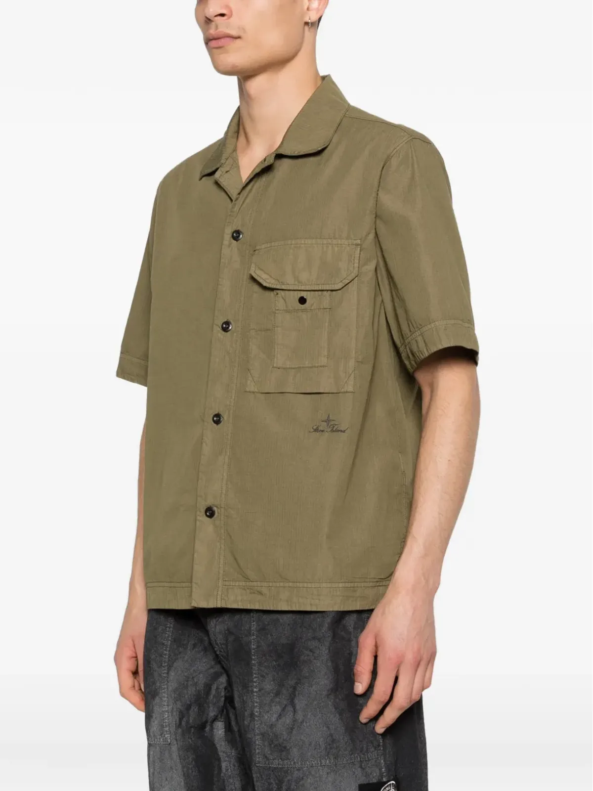 Stone Island パッチポケット付き半袖シャツ - グリーン - 画像3