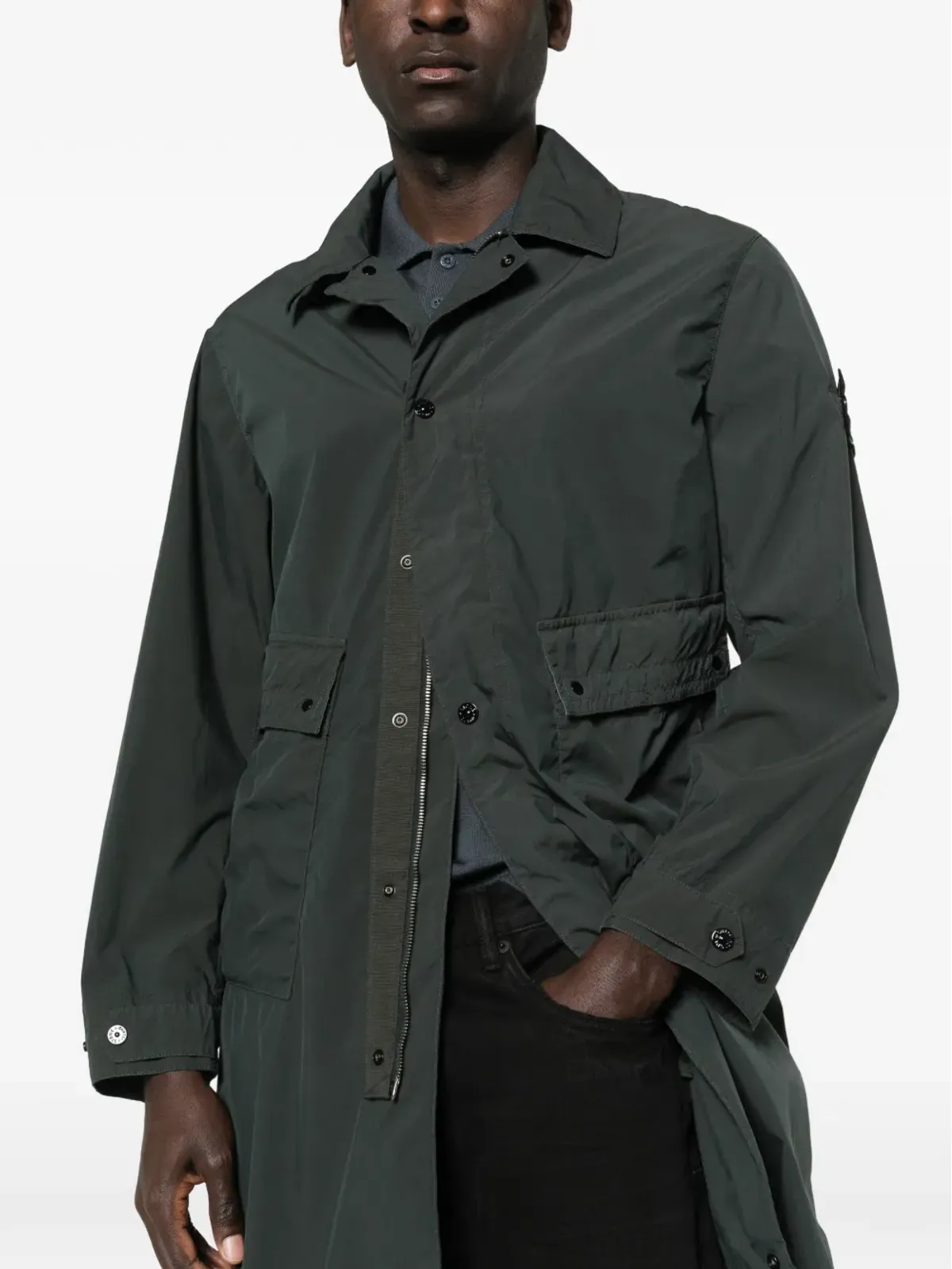 Stone Island ボタンポケット付き ロングパーカコート - グレー - 画像5