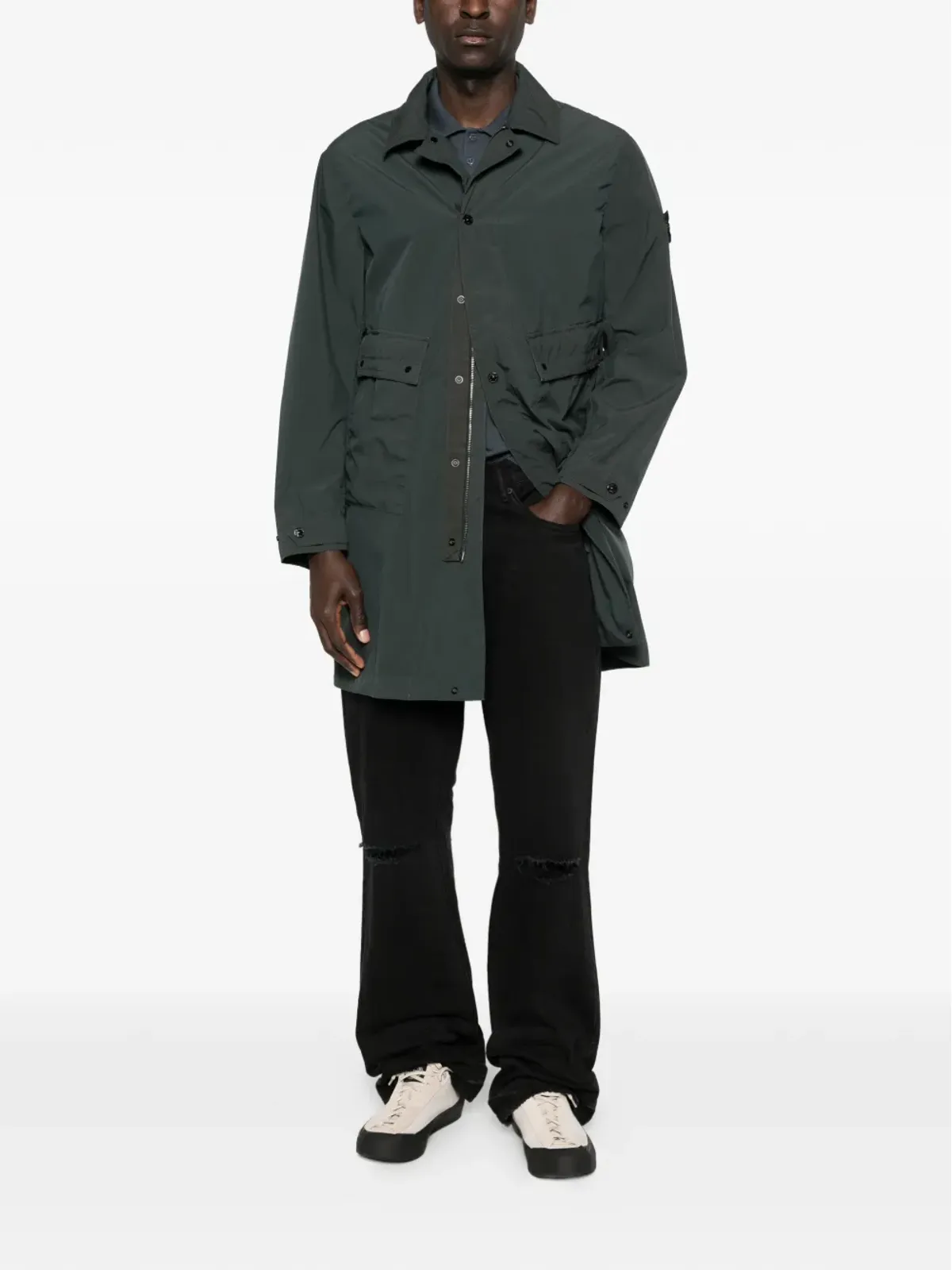 Stone Island ボタンポケット付き ロングパーカコート - グレー - 画像2