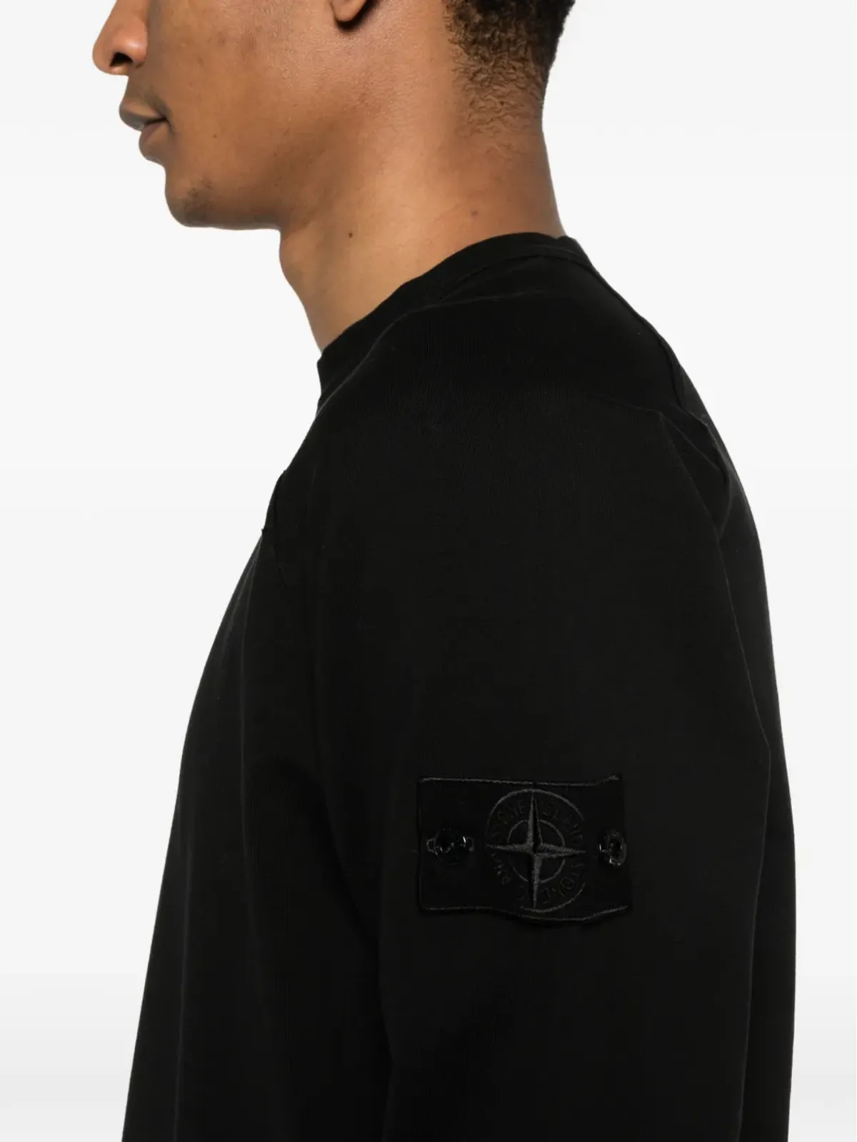Stone Island ロングスリーブ ロゴパッチ スウェットシャツ ブラック - 画像5