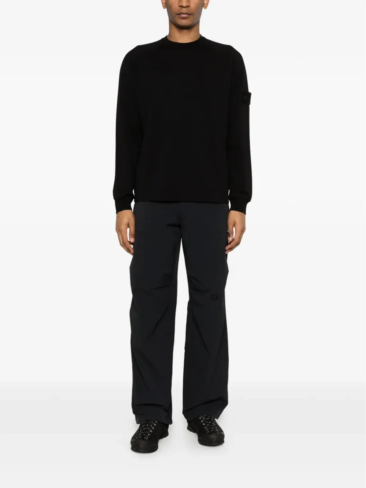 Stone Island ロングスリーブ ロゴパッチ スウェットシャツ ブラック - 画像2