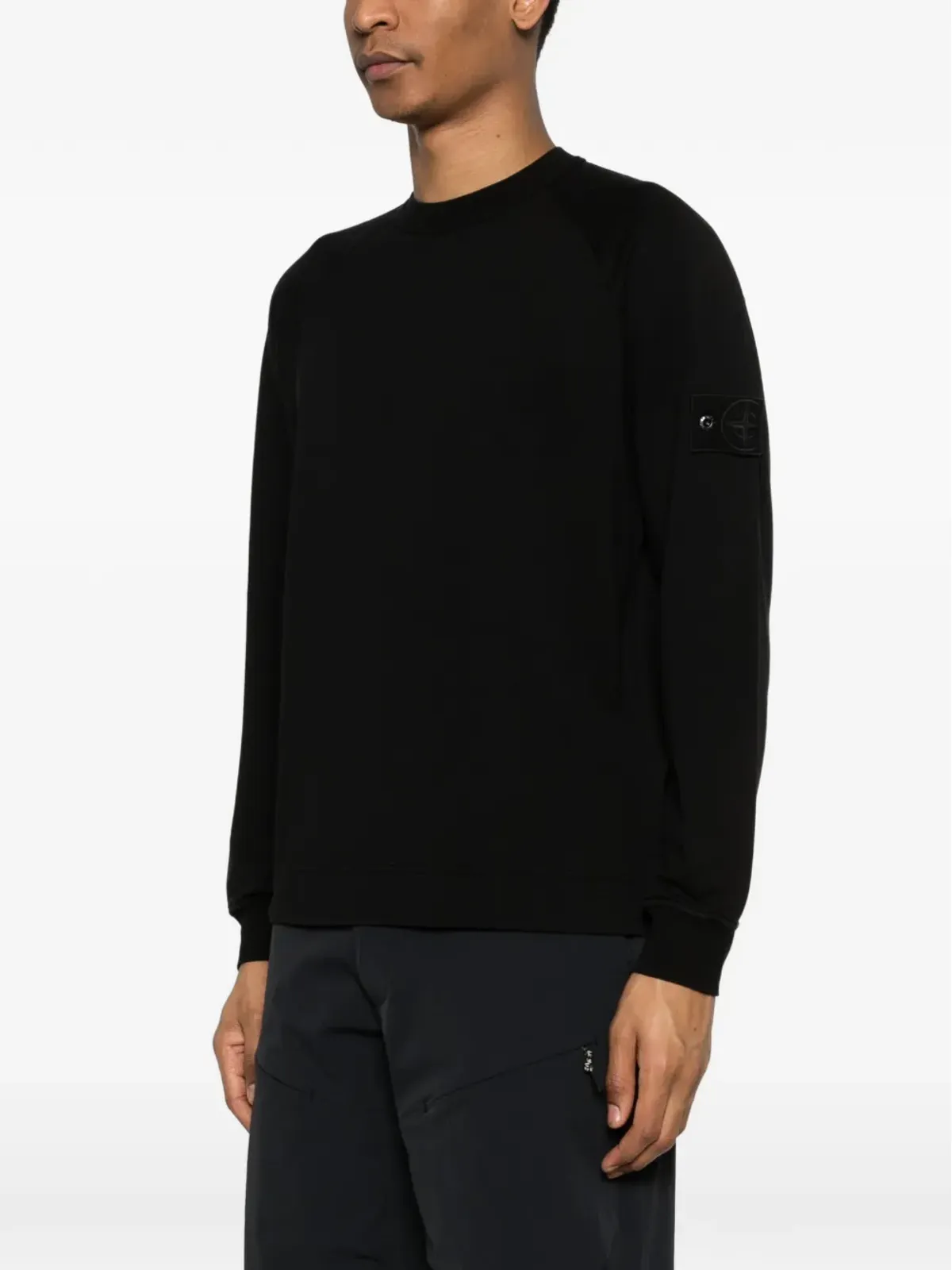 Stone Island ロングスリーブ ロゴパッチ スウェットシャツ ブラック - 画像3