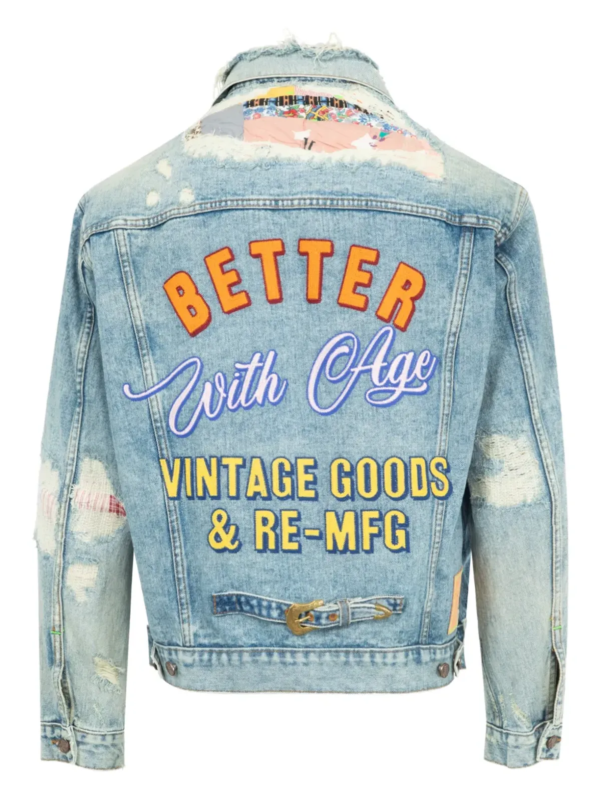 Better with Age デニムジャケット（ダメージ加工、ブルー） - 画像3