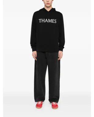 THAMES MMXX logo printed hoodie - Black - サムネイル2