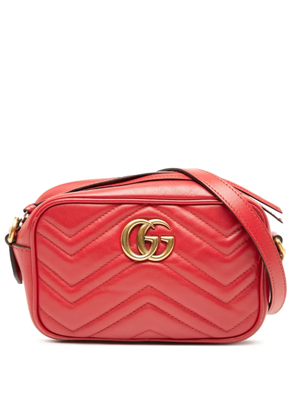 Gucci ビンテージ 2016-2025 ミニ GG Marmont Matelasse Leather クロスボディバッグ - レッド - 画像1