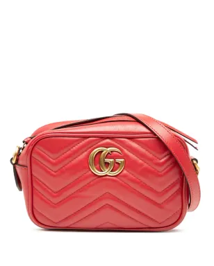 Gucci ビンテージ 2016-2025 ミニ GG Marmont Matelasse Leather クロスボディバッグ - レッド - サムネイル1