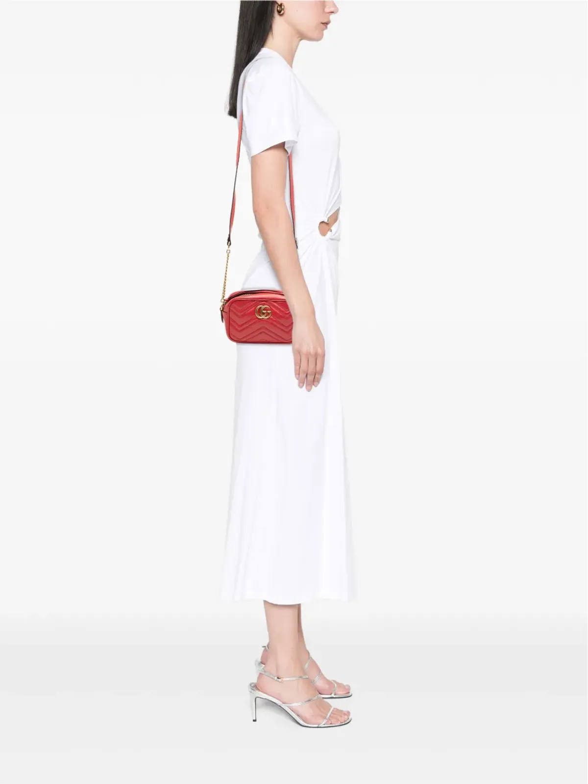 Gucci ビンテージ 2016-2025 ミニ GG Marmont Matelasse Leather クロスボディバッグ - レッド - 画像2