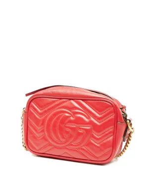 Gucci ビンテージ 2016-2025 ミニ GG Marmont Matelasse Leather クロスボディバッグ - レッド - サムネイル3