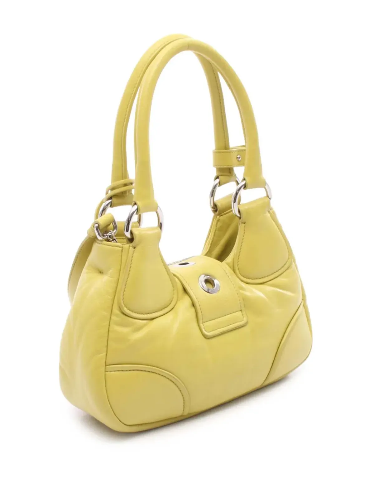 Prada ビンテージ 2010-2025 ナッパ・ソフトパッド リエディション 2002 ムーン・サッチェル イエロー - 画像3