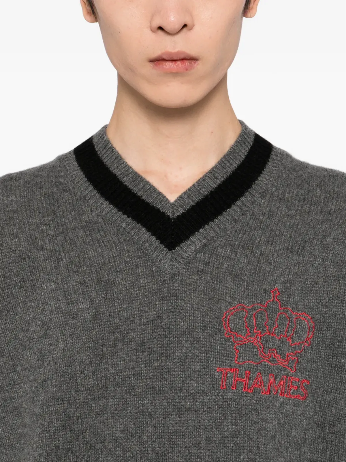 THAMES MMXX カシミヤ Vネック セーター - 画像5
