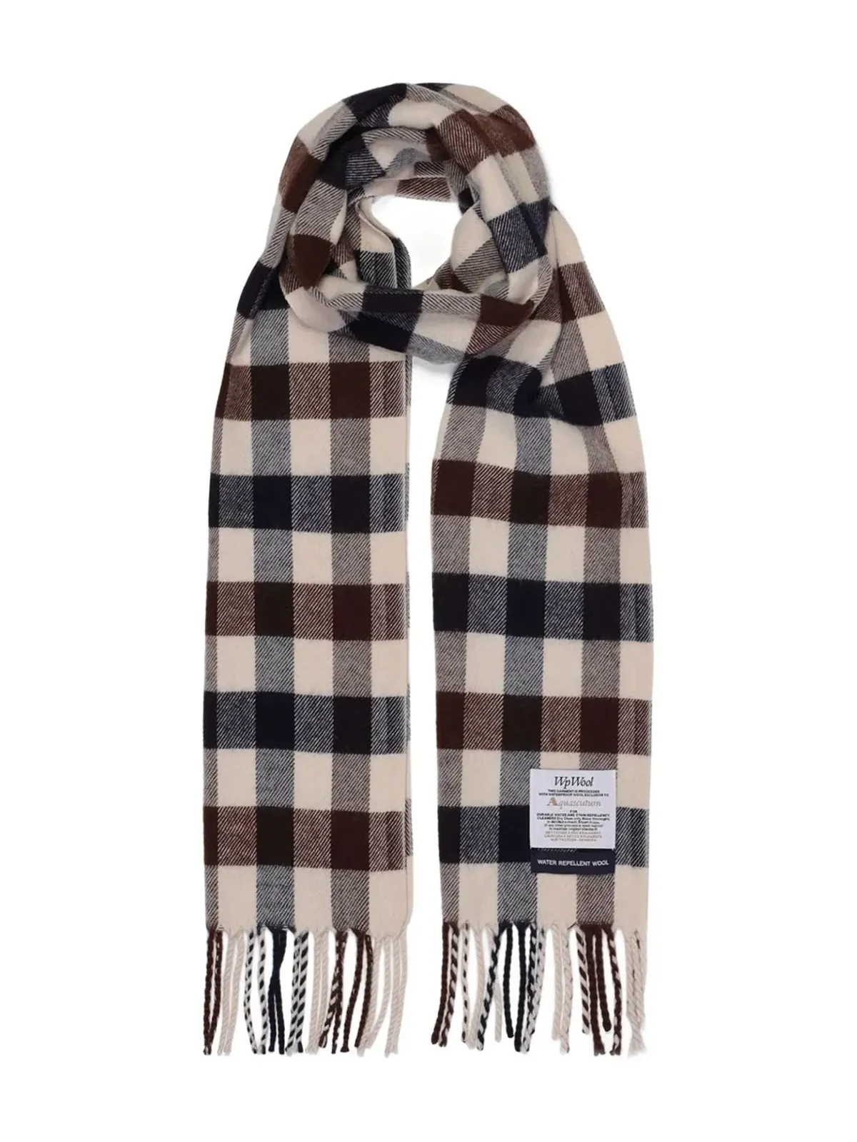 Aquascutum マクロクラブチェック柄タッセル付きスカーフ - 画像1