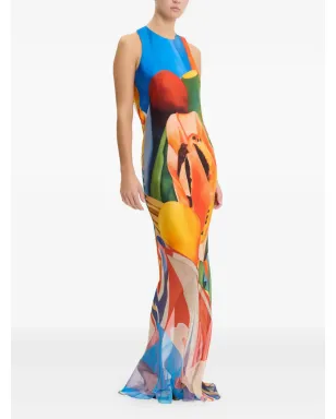 Donde Esteban ブルー サルピコン ロング シルク ドレス - サムネイル2