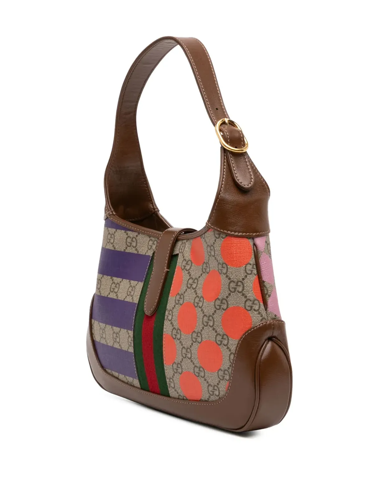 Gucci ビンテージ 2016-2025 GGスプリーム ウェブ ジオメトリック ジャッキー1961 クロスボディバッグ - ブラウン - 画像3