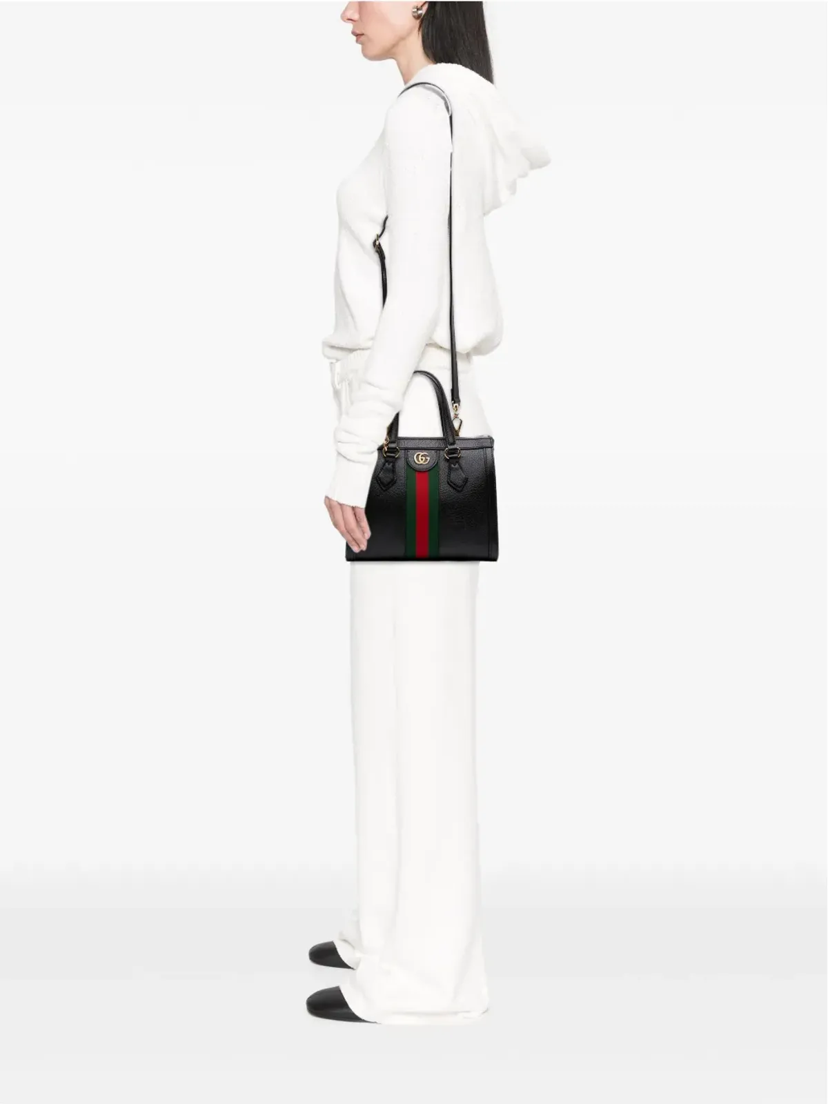 Gucci Pre-Owned 小型レザーウェブ・オフィディア・サッチェル - ブラック - 画像2