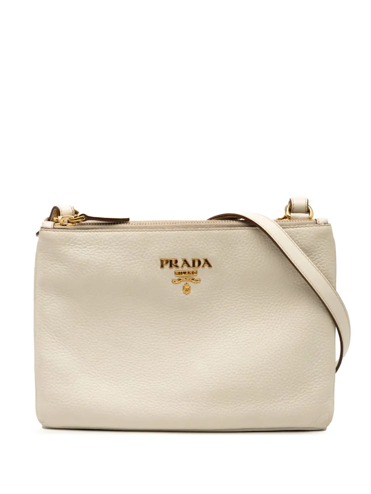 Prada ビンテージ 2013-2025 Vitello Daino ダブルジップ クロスボディバッグ - ホワイト - 画像1