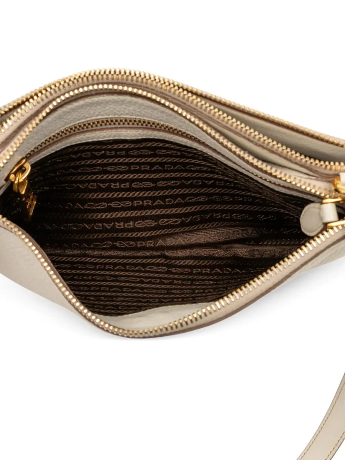 Prada ビンテージ 2013-2025 Vitello Daino ダブルジップ クロスボディバッグ - ホワイト - 画像5
