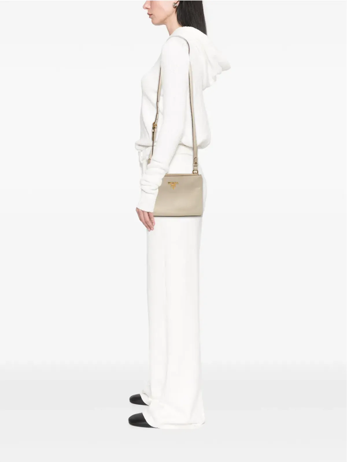Prada ビンテージ 2013-2025 Vitello Daino ダブルジップ クロスボディバッグ - ホワイト - 画像2