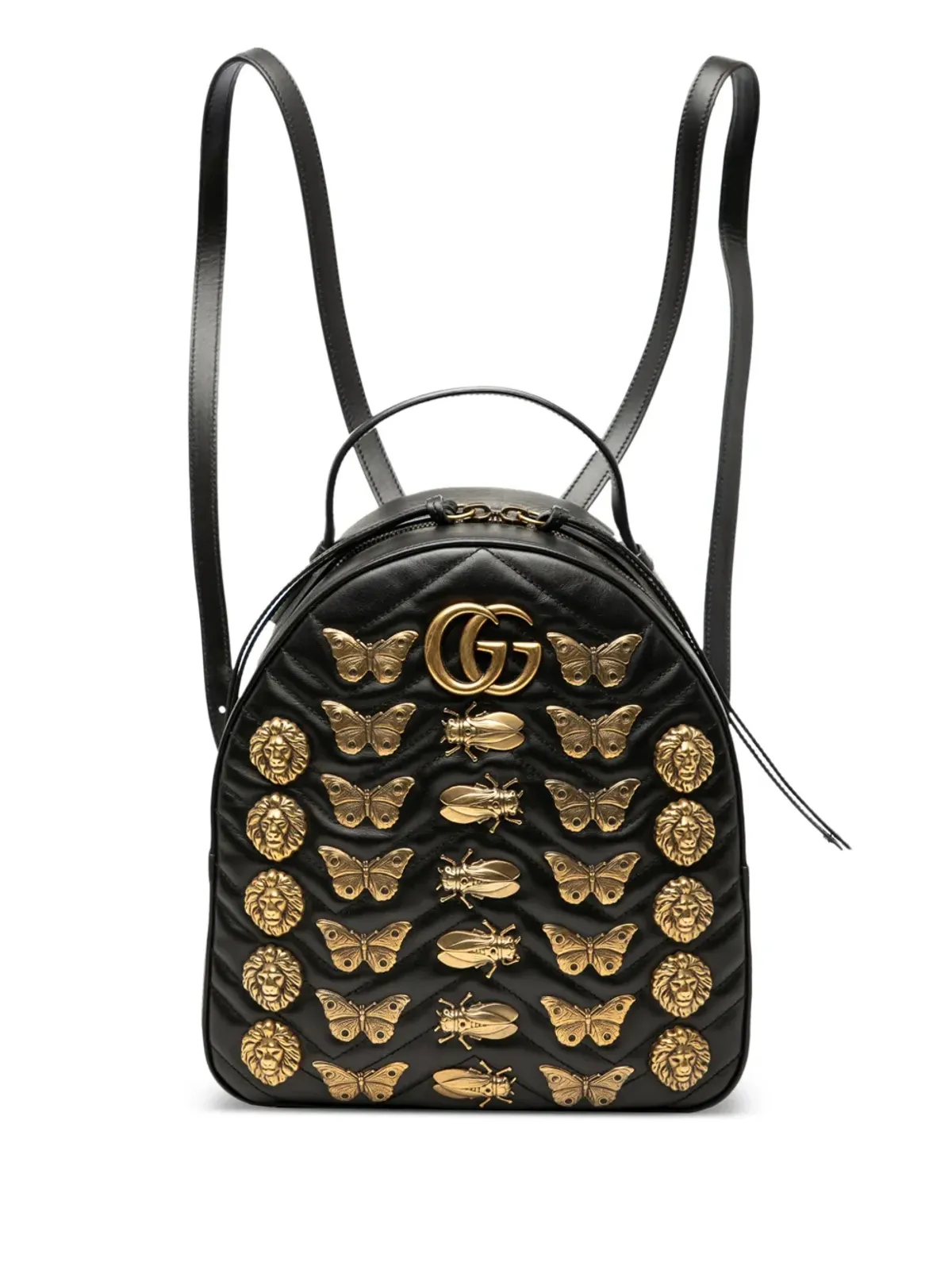 Gucci ビンテージ 2000-2015 小さめ GG Marmont マテレッセ レザー アニマリエ バックパック - ブラック - 画像1