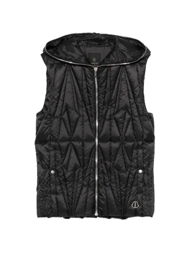 Moncler + Rick Owens Moncler + Rick Owens フード付きダイヤモンドキルトベスト - ブラックの商品画像