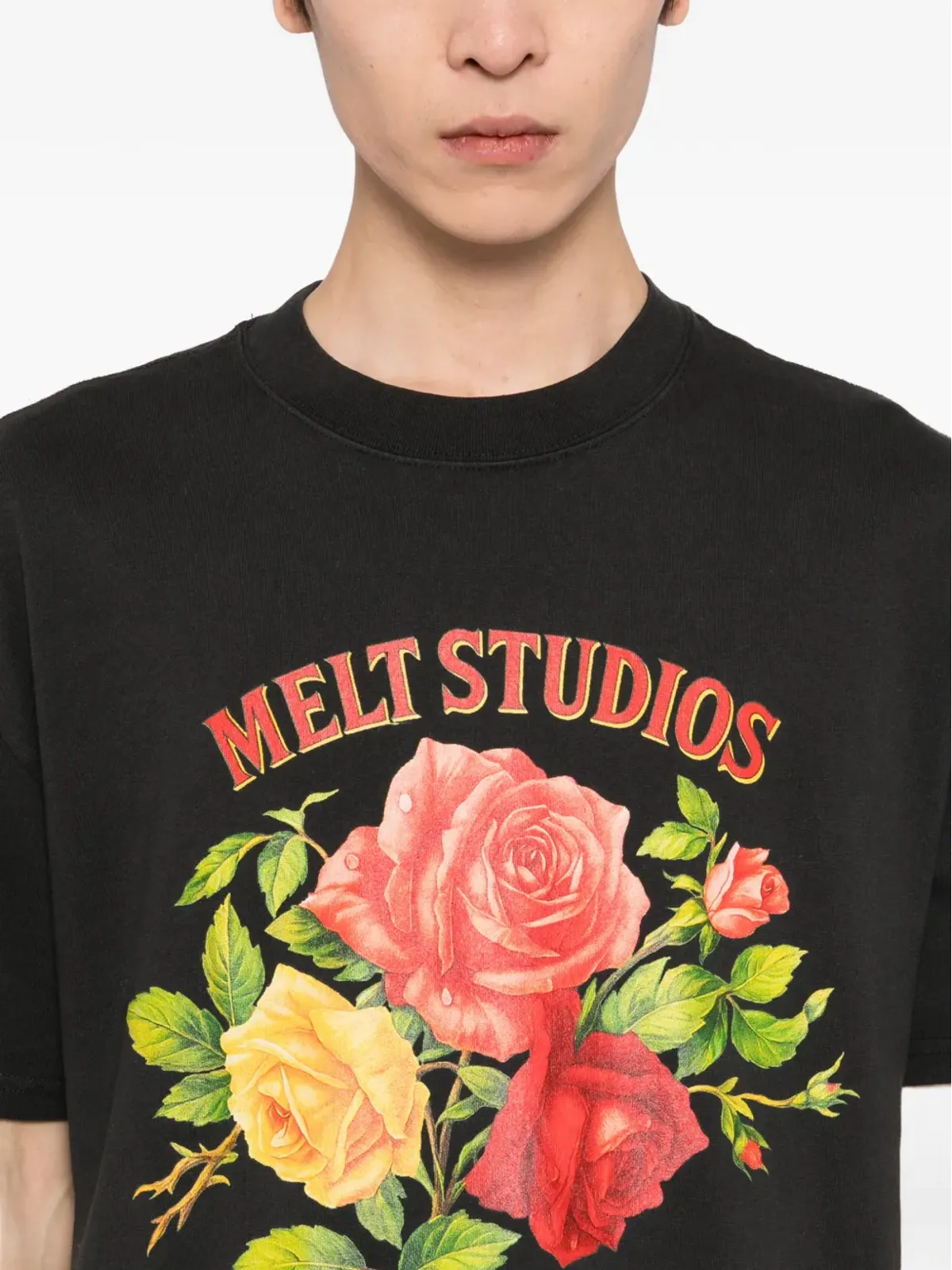 Melt 花柄プリントTシャツ ブラック - 画像5
