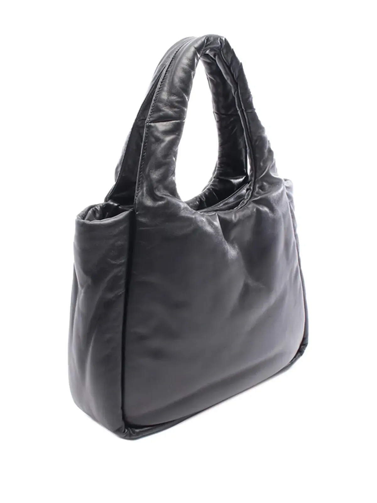 Prada ビンテージ パッド入りソフトナッパレザー ハンドバッグ ブラック - 画像3