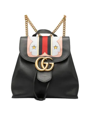 Gucci ビンテージ 2016-2025 GG Marmont Leather Web Heart バックパック - ブラック - サムネイル1