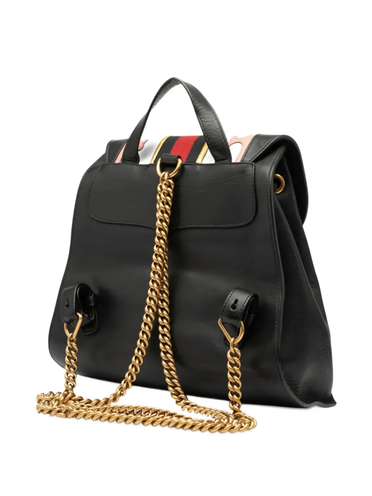 Gucci ビンテージ 2016-2025 GG Marmont Leather Web Heart バックパック - ブラック - 画像2