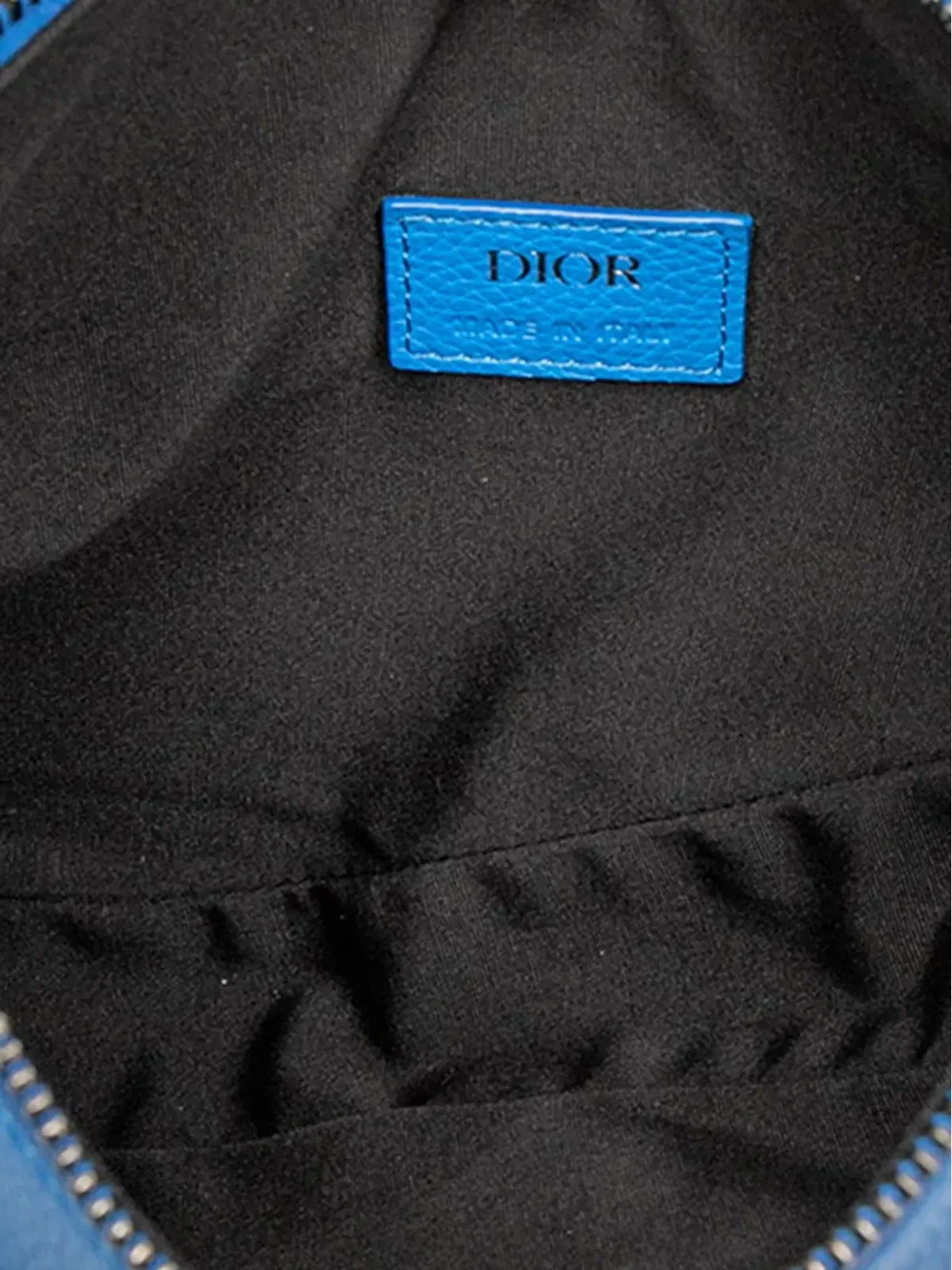 Christian Dior ビンテージ 2019 グレインド カーフスキン サドルクロスボディバッグ ブルー - 画像5