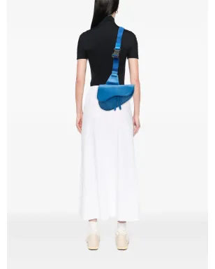 Christian Dior ビンテージ 2019 グレインド カーフスキン サドルクロスボディバッグ ブルー - サムネイル2