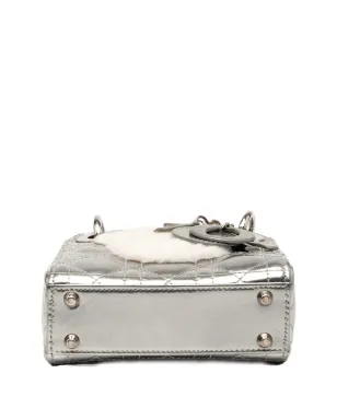 Christian Dior ビンテージ 2017 マイクロ メタリック ラムスキン カナージュ ベア レディ ディオール サッチェル - Silver - サムネイル4
