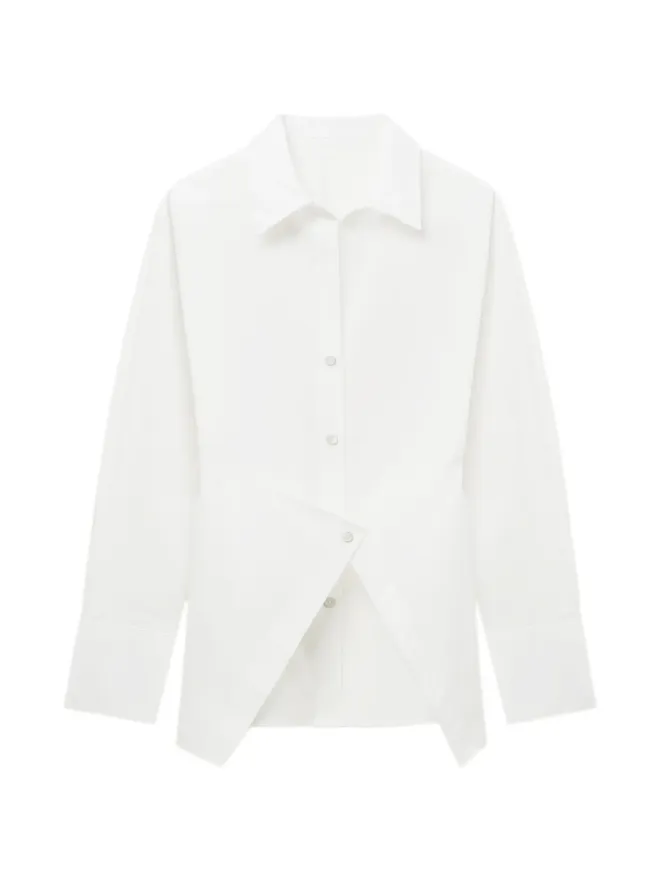 Helmut Lang Helmut Lang ボタン付きアシンメトリックコットンシャツの商品画像