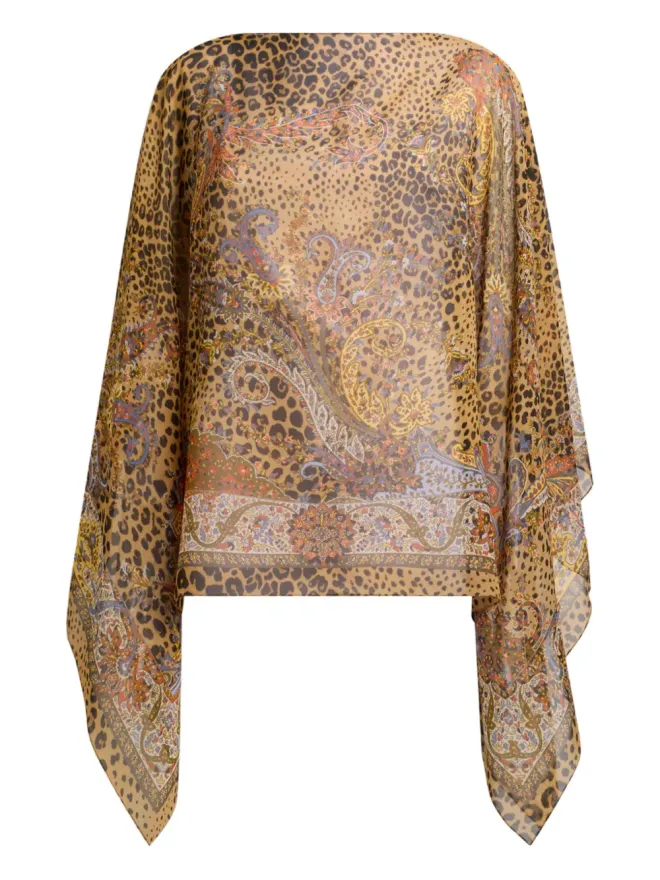 ETRO ETRO ペイズリーモチーフ アニマルプリント シルク ポンチョの商品画像