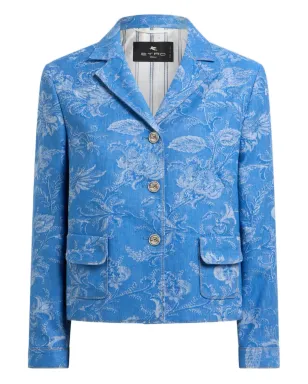 ETRO ジャカード花柄モチーフジャケット ブルー - サムネイル1