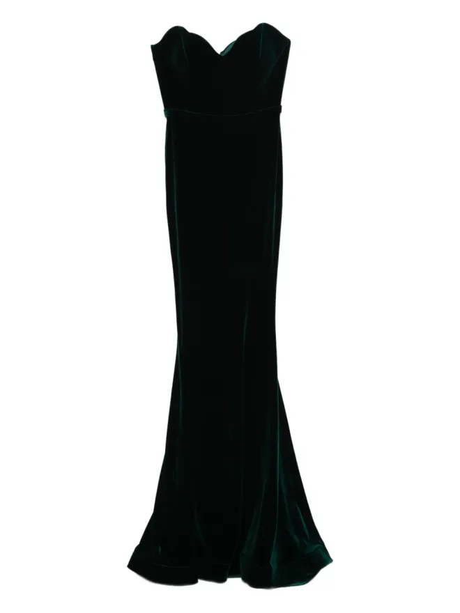 CRISTALLINI CRISTALLINI Enya sweetheart velvet maxi dress - Greenの商品画像