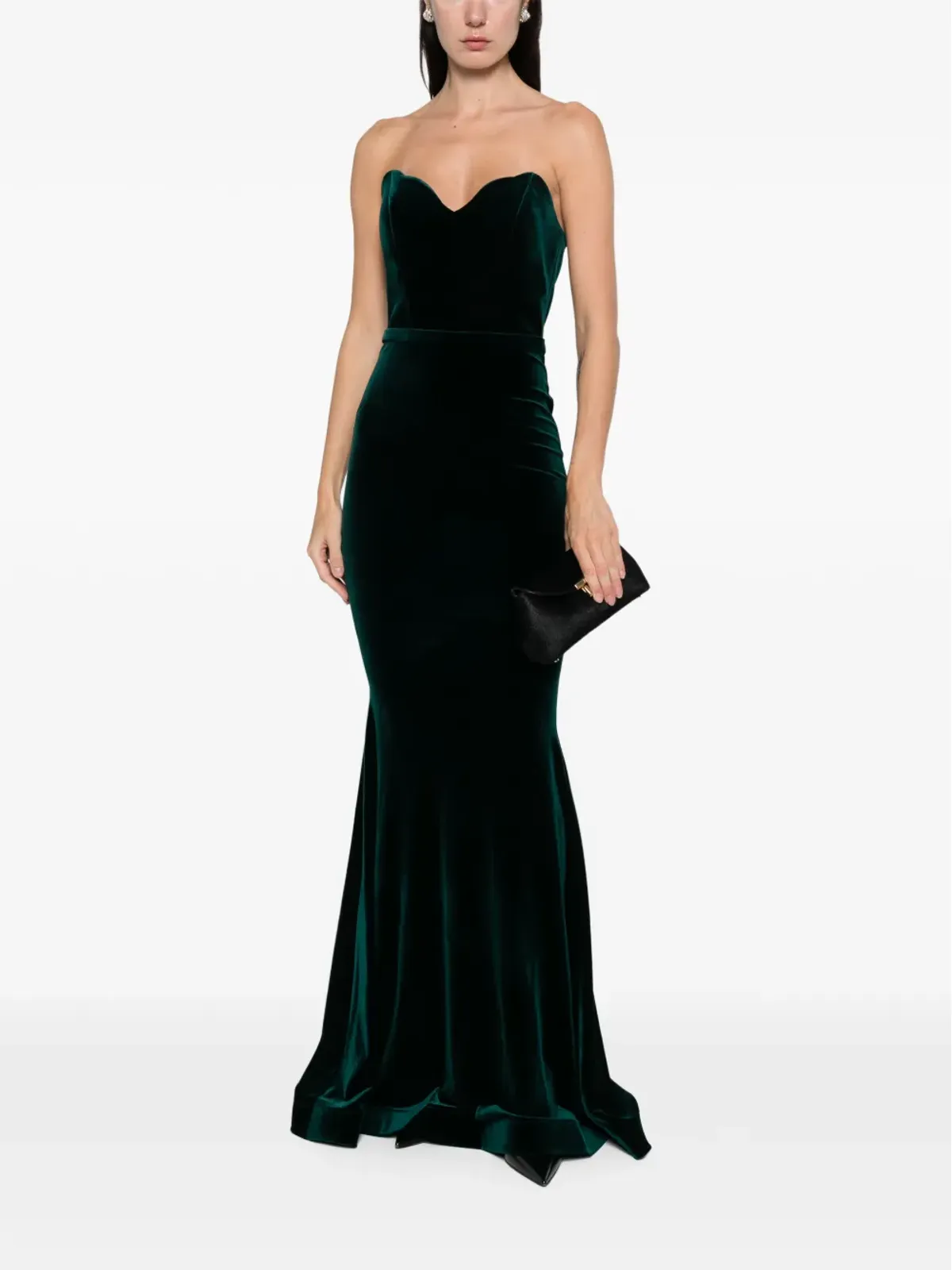 CRISTALLINI Enya sweetheart velvet maxi dress - Green - 画像2