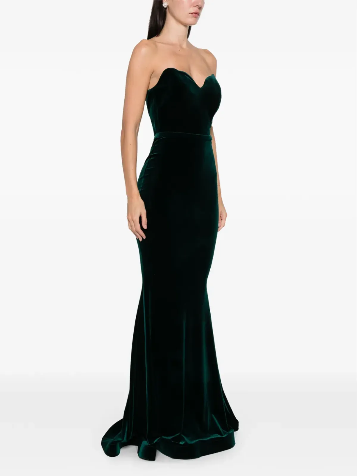 CRISTALLINI Enya sweetheart velvet maxi dress - Green - 画像3