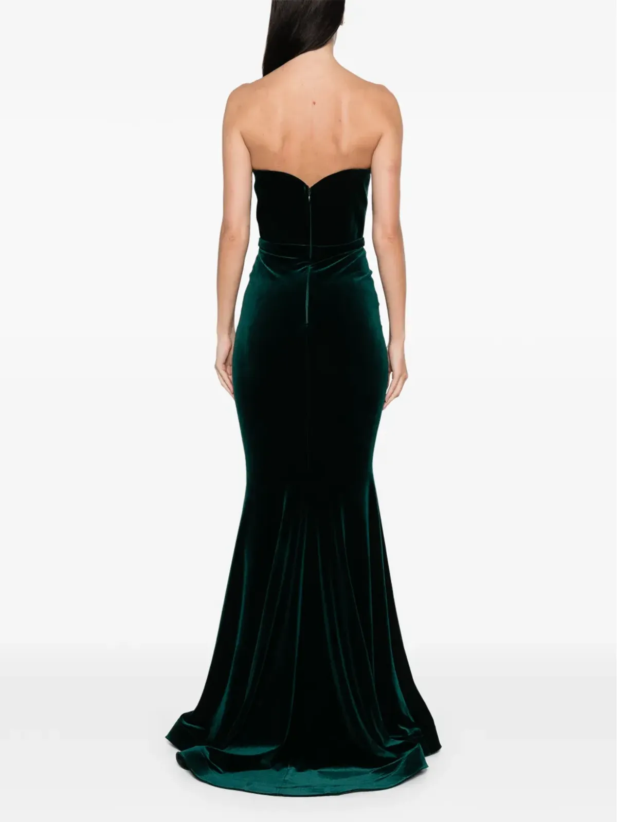 CRISTALLINI Enya sweetheart velvet maxi dress - Green - 画像4