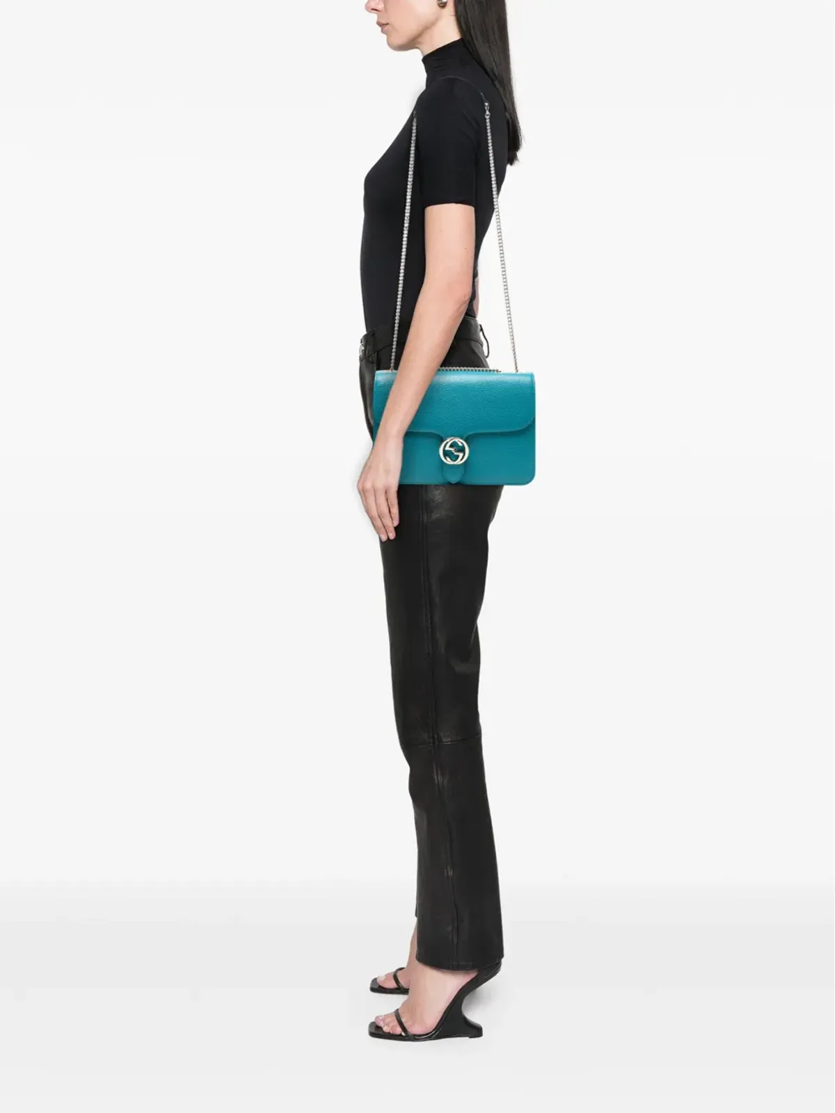 Gucci ビンテージ 2016-2025 ミディアム ダドルカーフスキン インターロッキングG クロスボディバッグ - 画像2