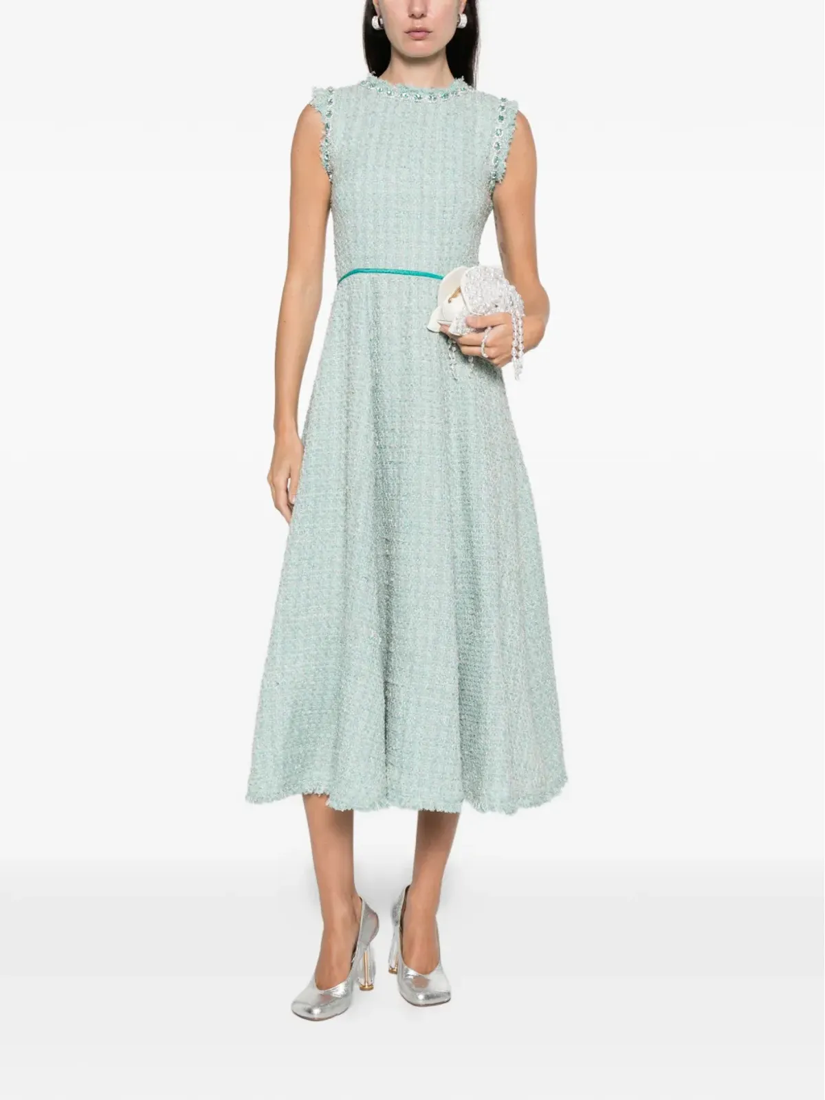 MIAU by Clara Rotescu Azucena embellished-collar midi dress - 画像2