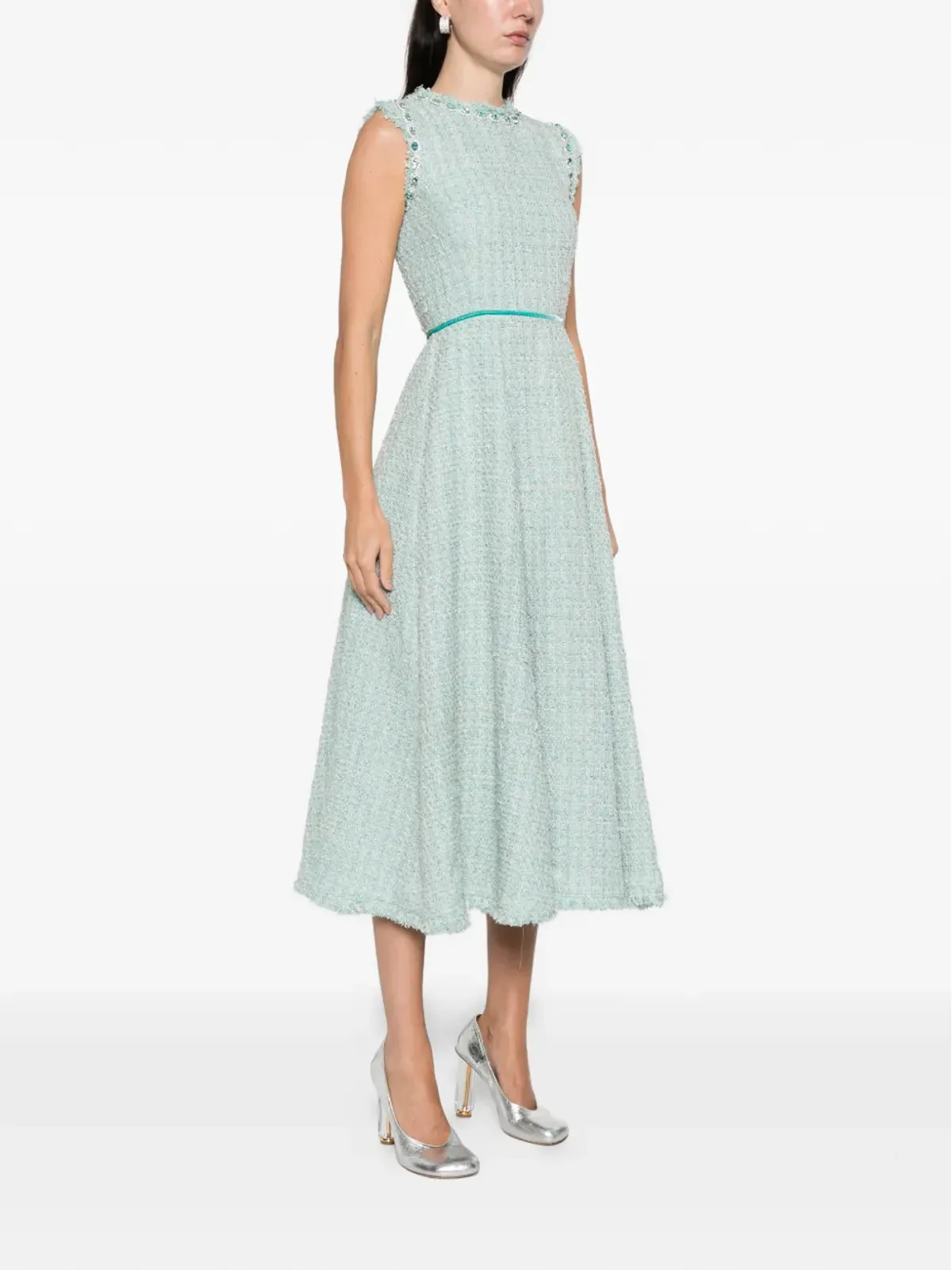 MIAU by Clara Rotescu Azucena embellished-collar midi dress - 画像3