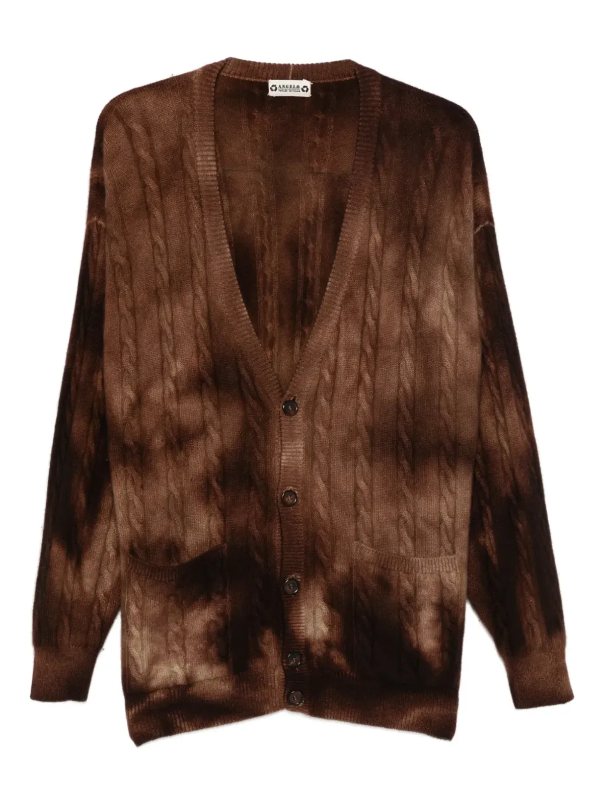 A.N.G.E.L.O. Vintage Upcycling ケーブルニットポケットセーター - Brown - 画像1