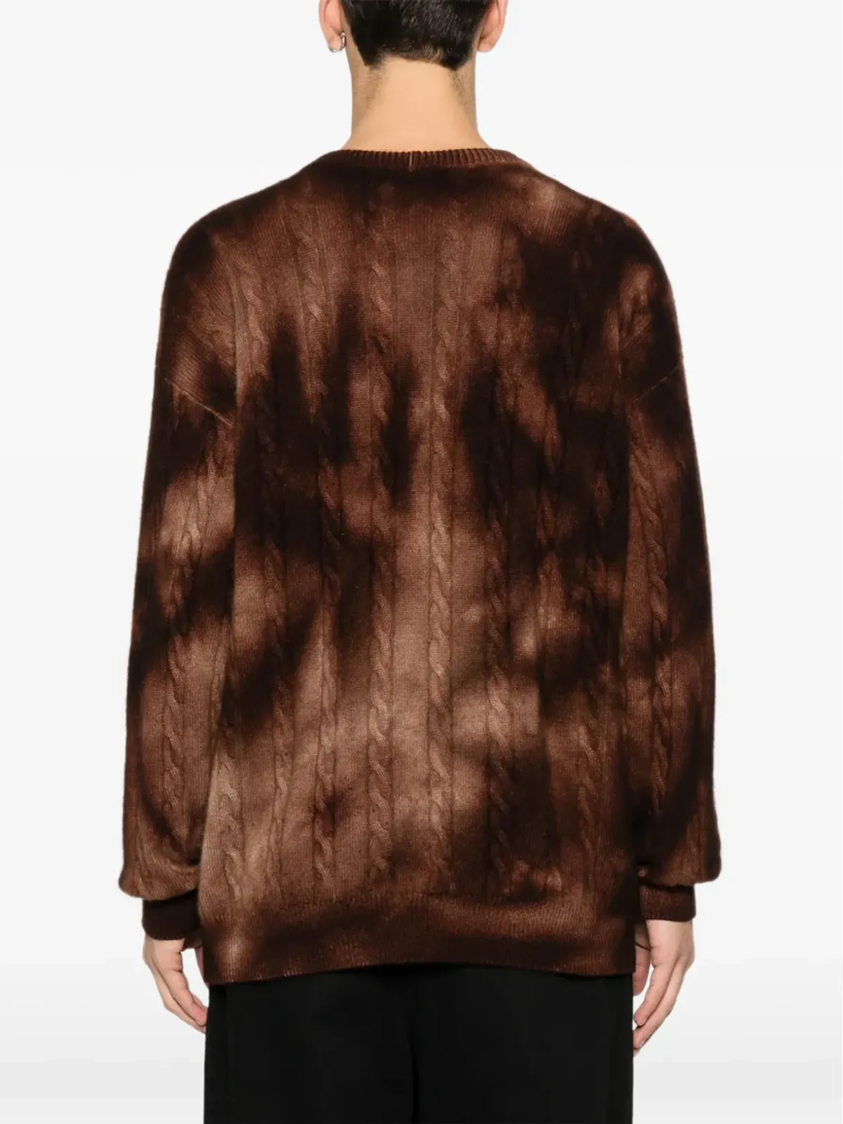 A.N.G.E.L.O. Vintage Upcycling ケーブルニットポケットセーター - Brown - 画像4