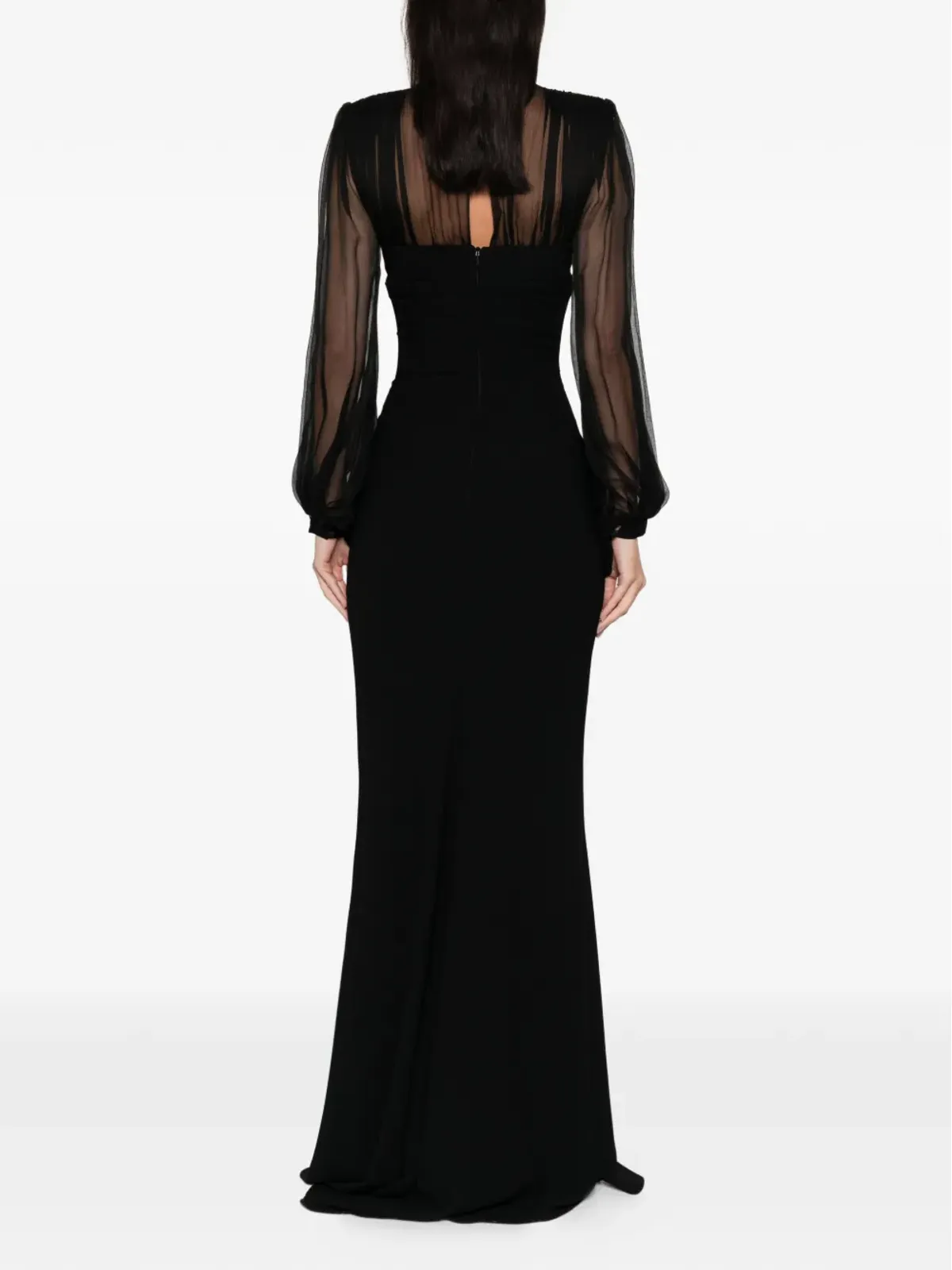 SILK LOVE & LACE Margot long-sleeve maxi dress - Black - 画像4