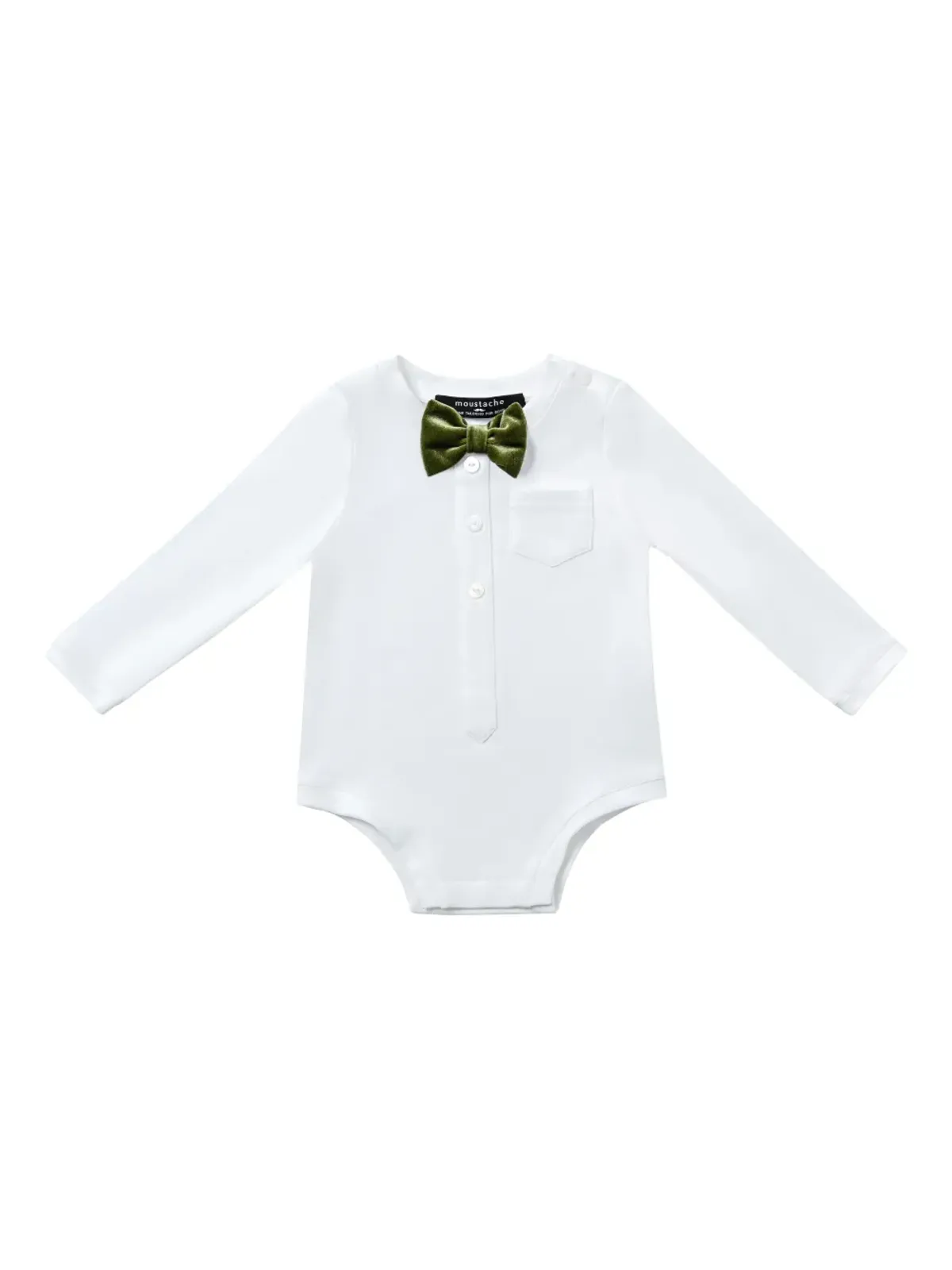 Moustache button-fastening babygrow set (set of three) - White - 画像4