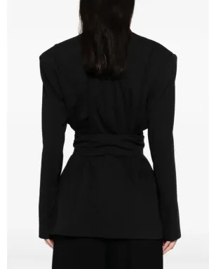 AXEL 113 Jacqueline belted cinched blazer - Black - サムネイル4