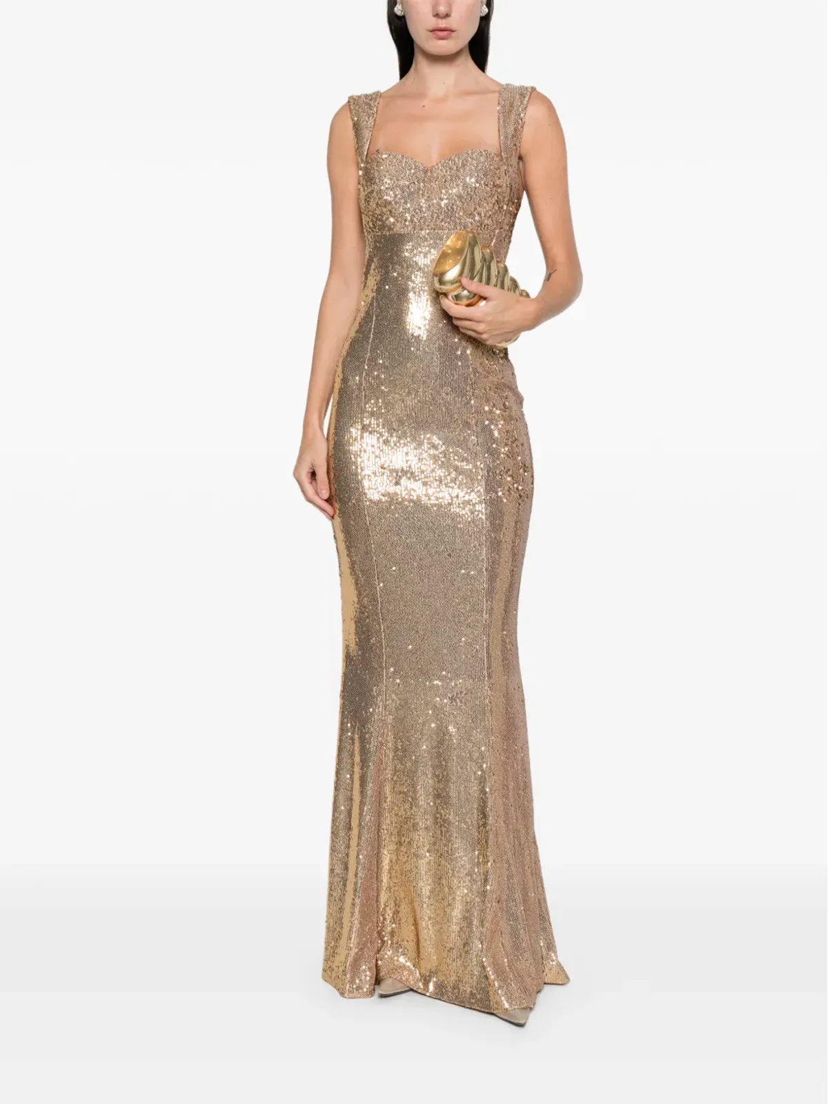SILK LOVE & LACE Annabel sequin maxi dress - Gold - 画像2